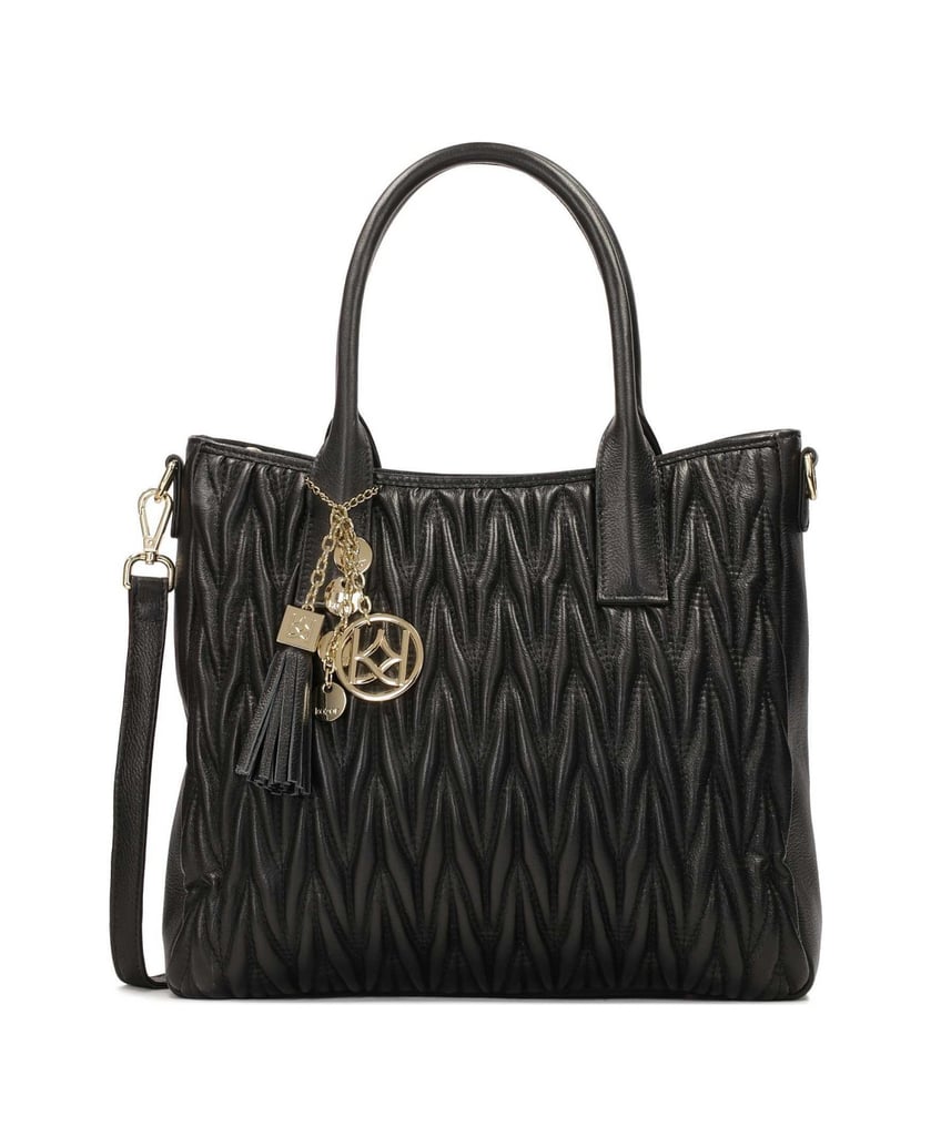 Kazar-Quilted-handbag-with-hand-grips-and-key-ring-černá