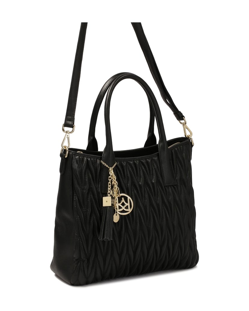 Kazar-Quilted-handbag-with-hand-grips-and-key-ring-černá