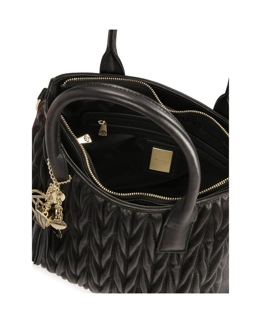 Kazar-Quilted-handbag-with-hand-grips-and-key-ring-černá