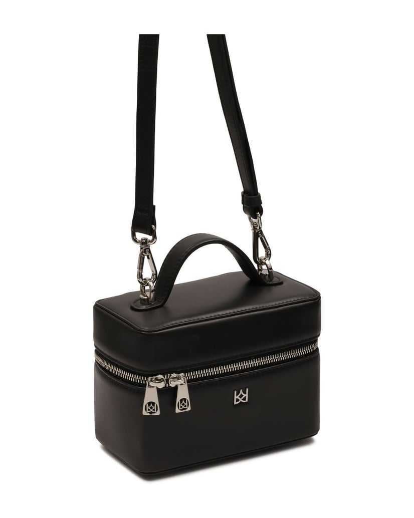 Kazar-Kleine-Kosmetiktasche-aus-Leder-mit-Riem-schwarz