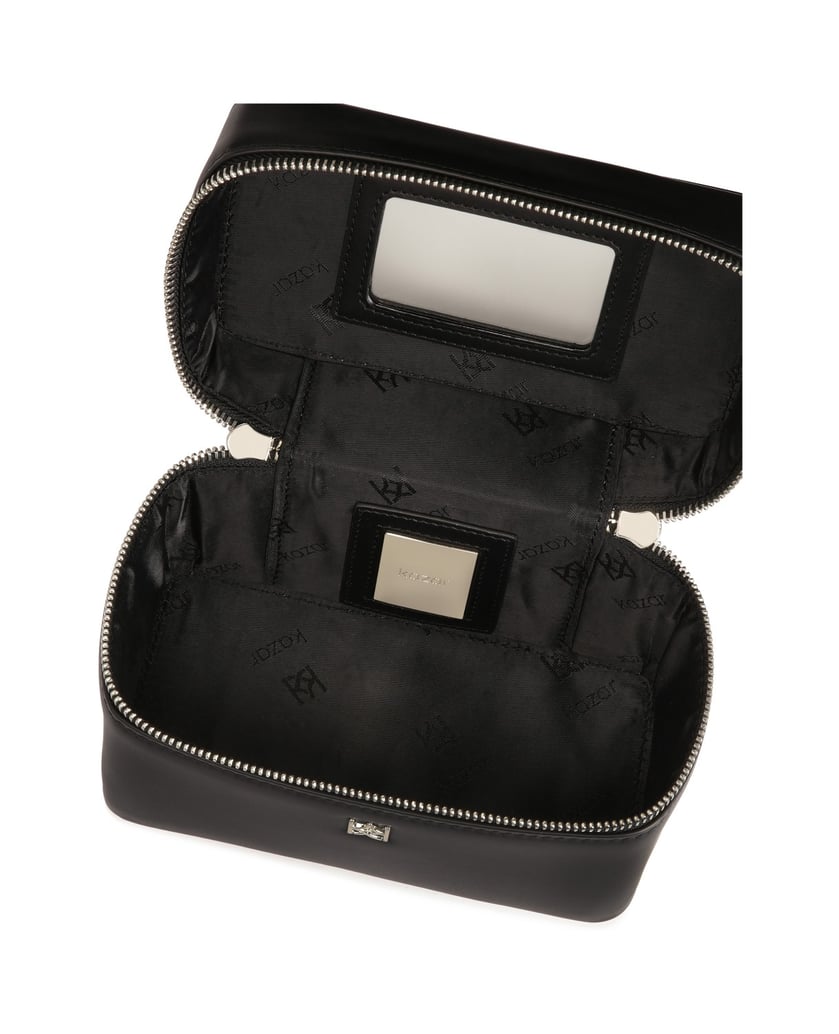 Kazar-Kleine-Kosmetiktasche-aus-Leder-mit-Riem-schwarz