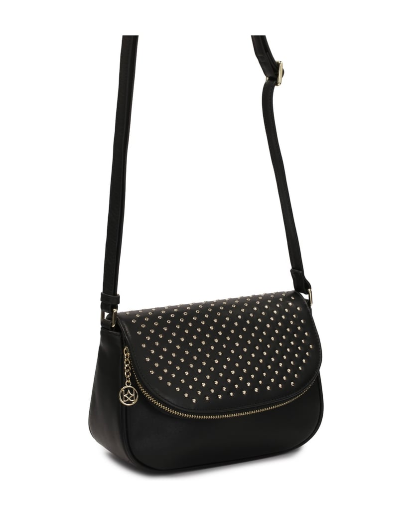 Kazar-Lederumhängetasche-mit-dekorativem-Übers-schwarz