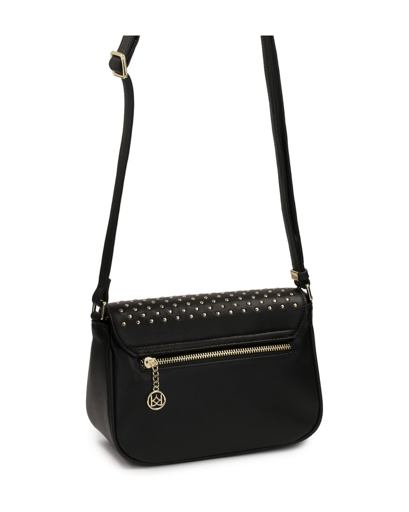 Kazar-Lederumhängetasche-mit-dekorativem-Übers-schwarz