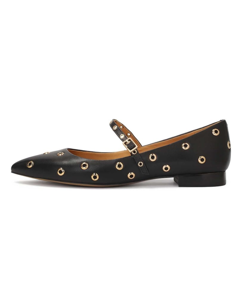 Kazar-Flat-pumps-with-strap-and-metal-eyelets-čierna