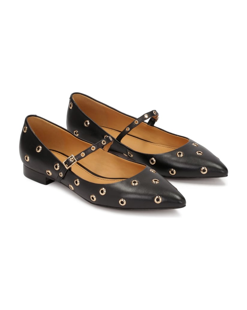 Kazar-Flat-pumps-with-strap-and-metal-eyelets-čierna