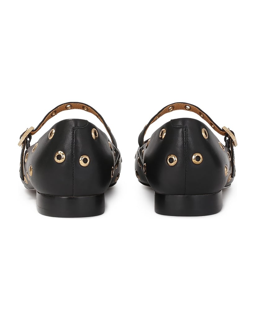 Kazar-Flat-pumps-with-strap-and-metal-eyelets-čierna