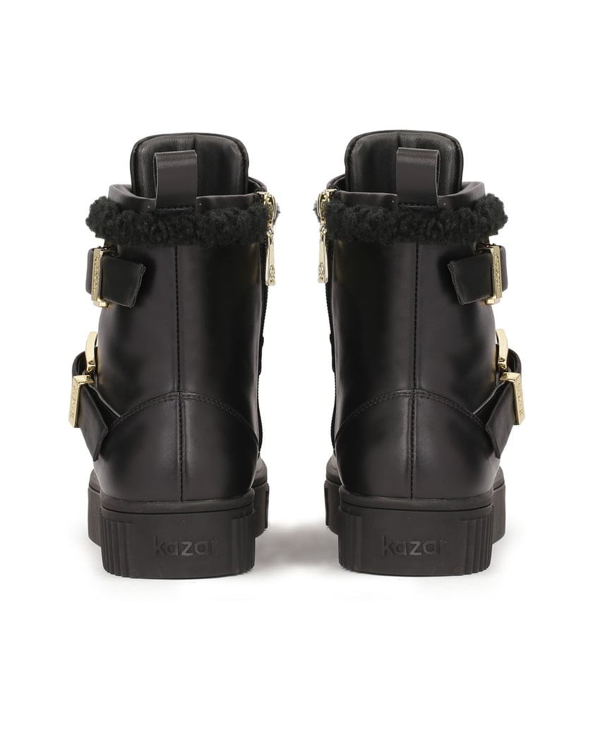 Kazar-Lederstiefel-mit-Schnallen-und-Schafsfel-schwarz