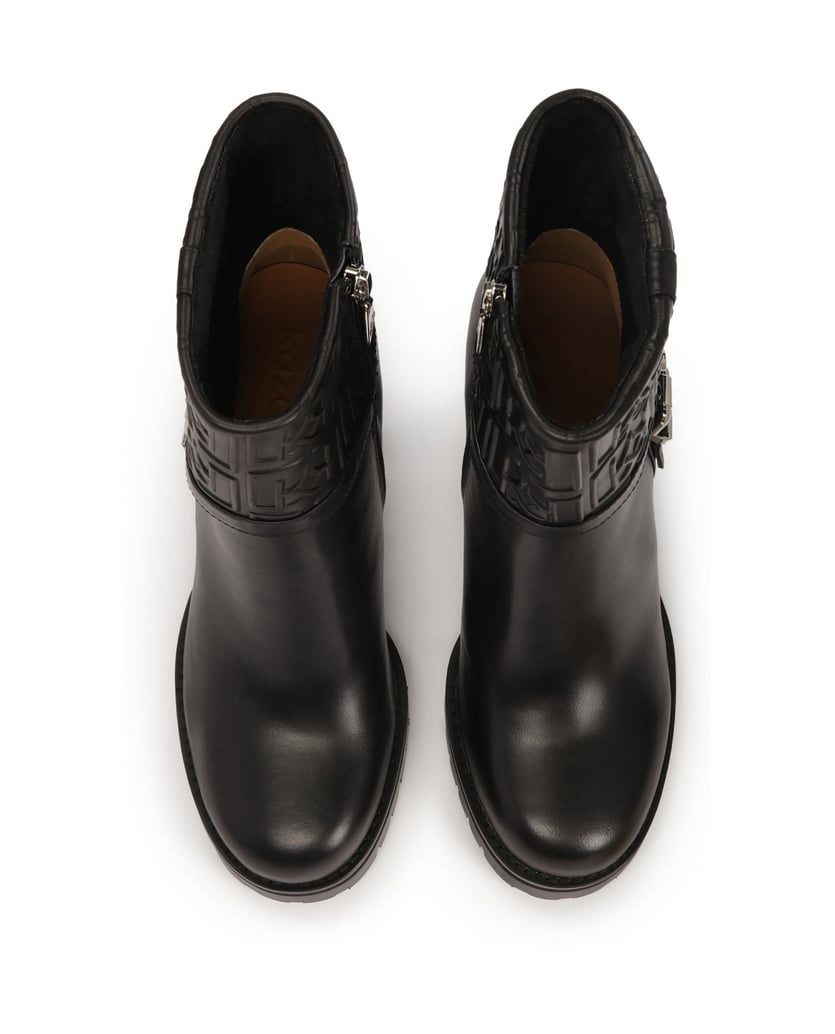 Kazar-Stiefel-mit-umgeschlagenem,-verziertem-S-schwarz