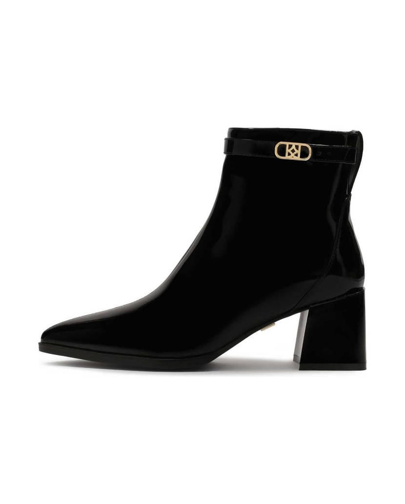 Kazar-Patent-leather-black-boots-on-a-post-černá