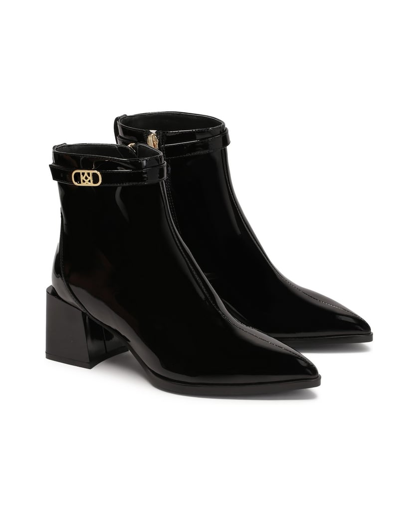 Kazar-Patent-leather-black-boots-on-a-post-černá