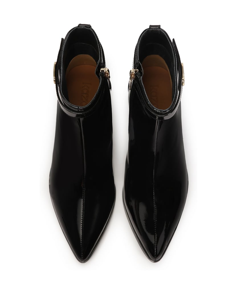 Kazar-Patent-leather-black-boots-on-a-post-černá