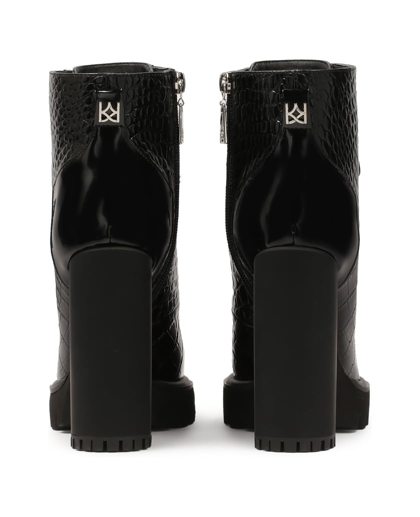 Kazar-Geprägte-Lederstiefel-mit-Absatz-und-dic-schwarz