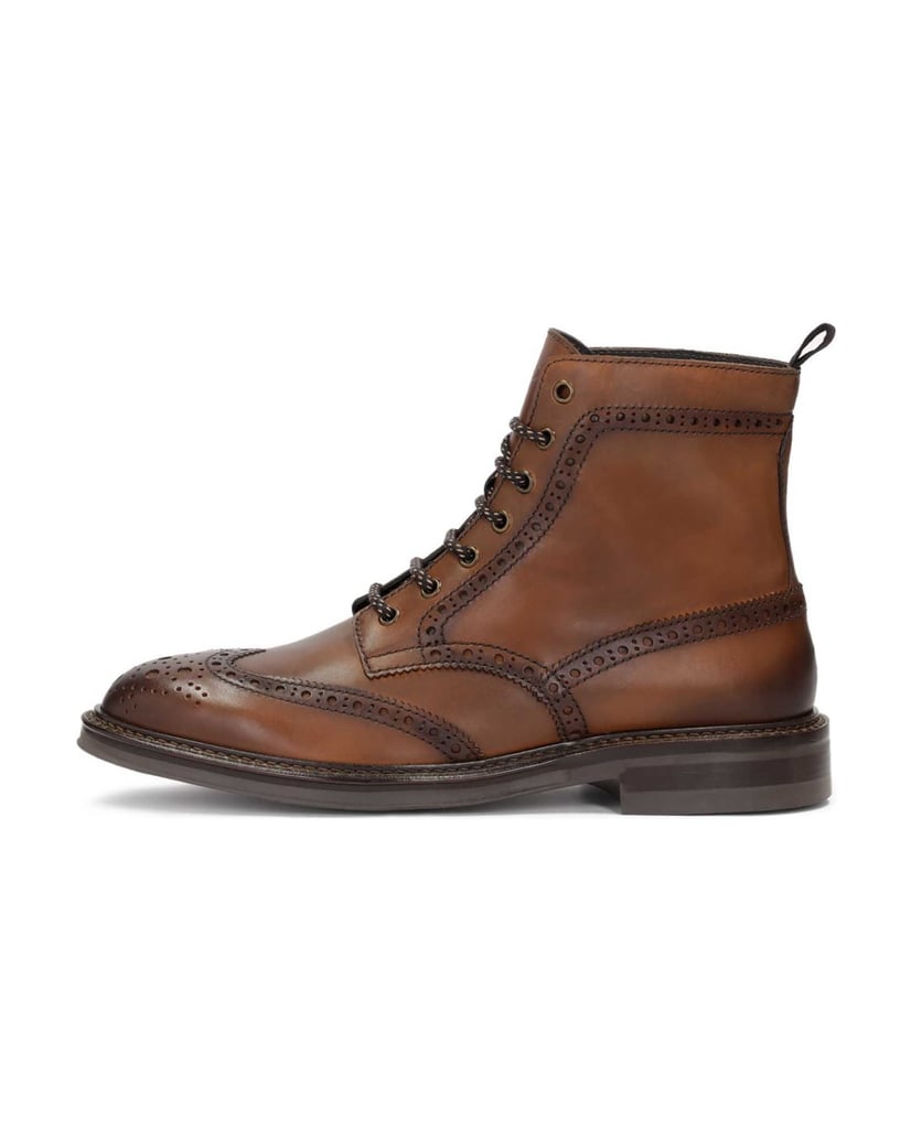 Kazar-Brown-lace-up-boots-with-brogue-decoration-hnedá