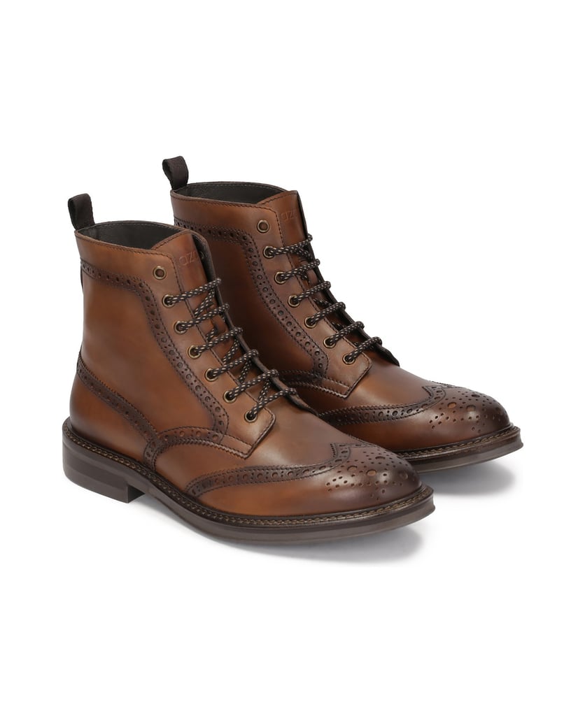 Kazar-Brown-lace-up-boots-with-brogue-decoration-hnedá