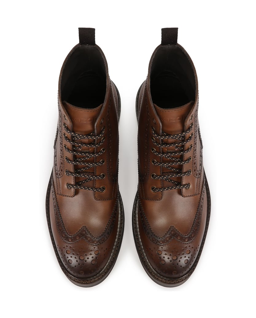 Kazar-Brown-lace-up-boots-with-brogue-decoration-hnedá