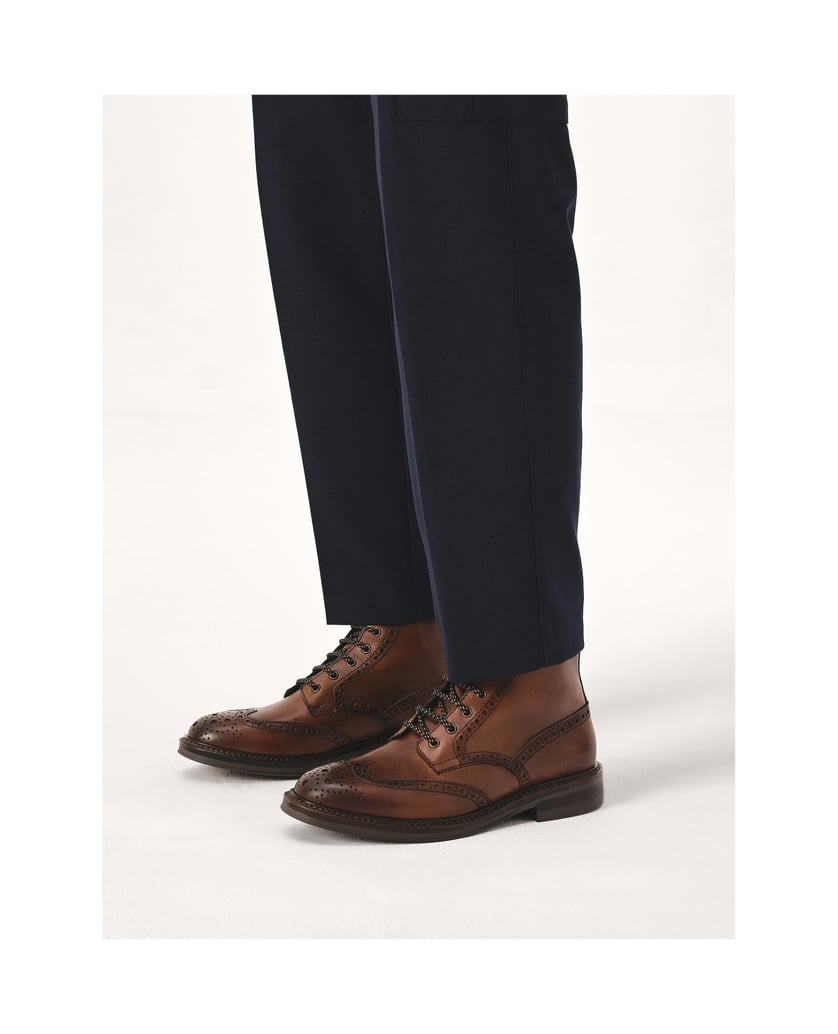Kazar-Brown-lace-up-boots-with-brogue-decoration-hnedá