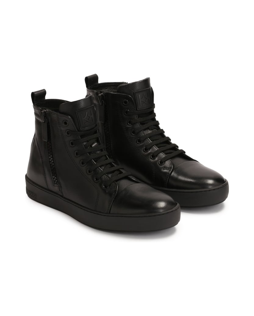 Kazar-Leather-ankle-sneakers-with-sliders-černá