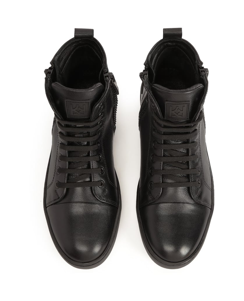 Kazar-Leather-ankle-sneakers-with-sliders-černá