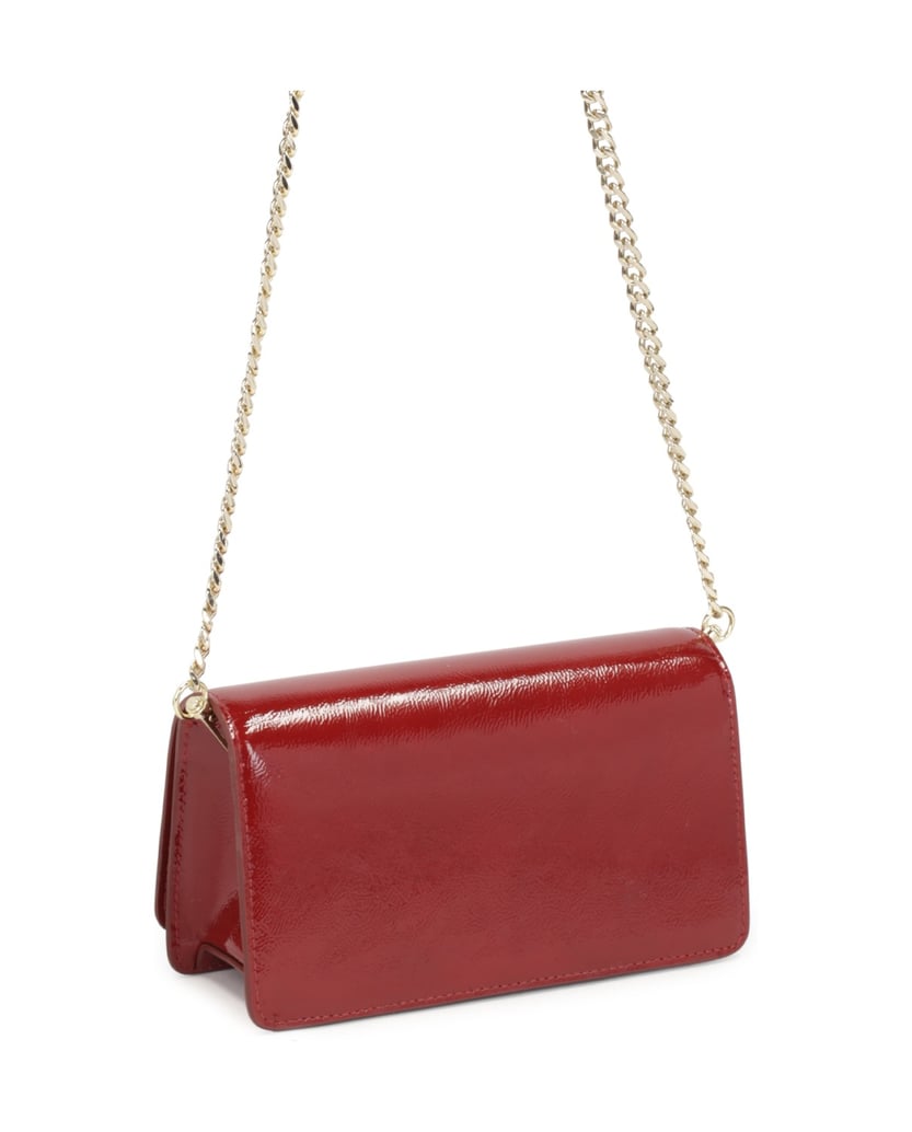 Kazar-Maroon-crinkled-patent-leather-handbag-červená