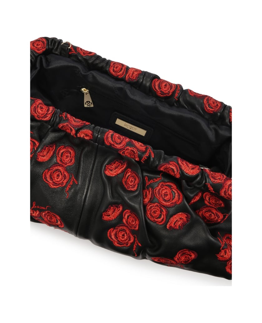 Kazar-Schwarze-Clutch-Bag-mit-roten-Rosen-schwarz