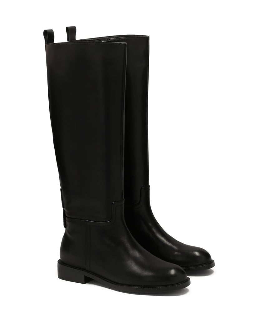 Kazar-Klassische-schwarze-Stiefel-mit-flacher-schwarz