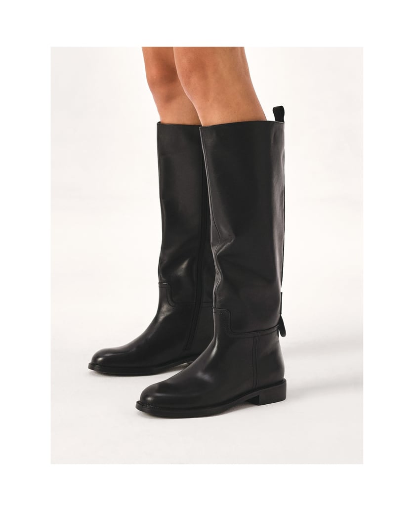 Kazar-Klassische-schwarze-Stiefel-mit-flacher-schwarz