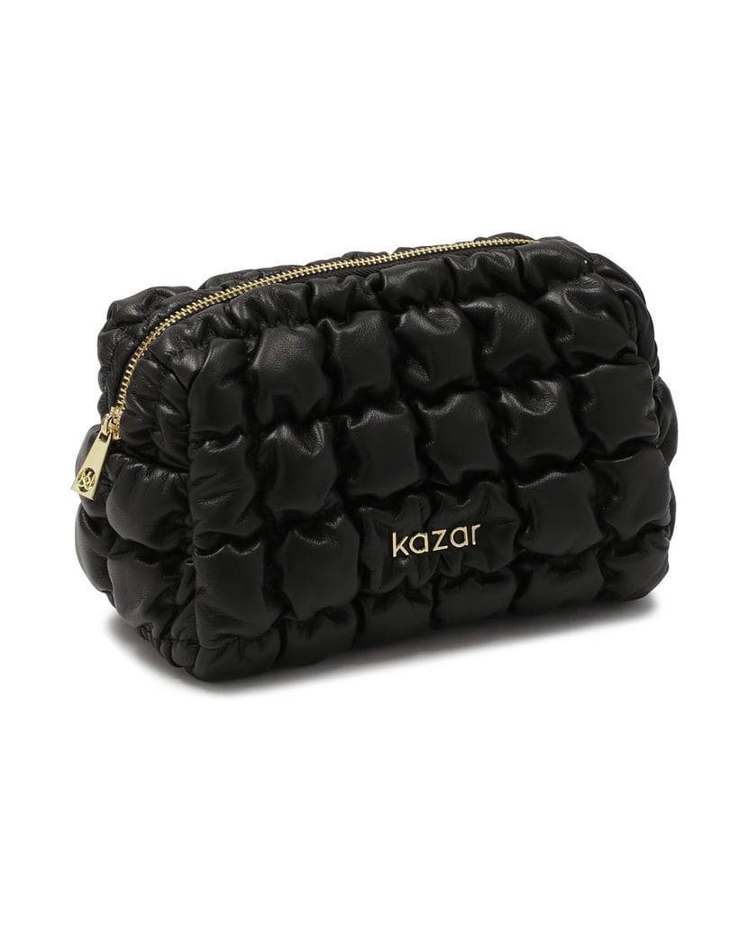 Kazar-Luxuriöse-gesteppte-Leder-Kosmetiktasche-schwarz