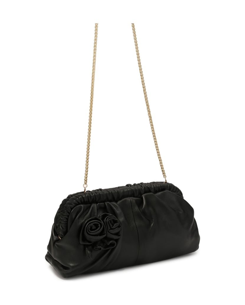 Kazar-Schwarze-Clutch-Tasche-mit-3D-Rosen-schwarz