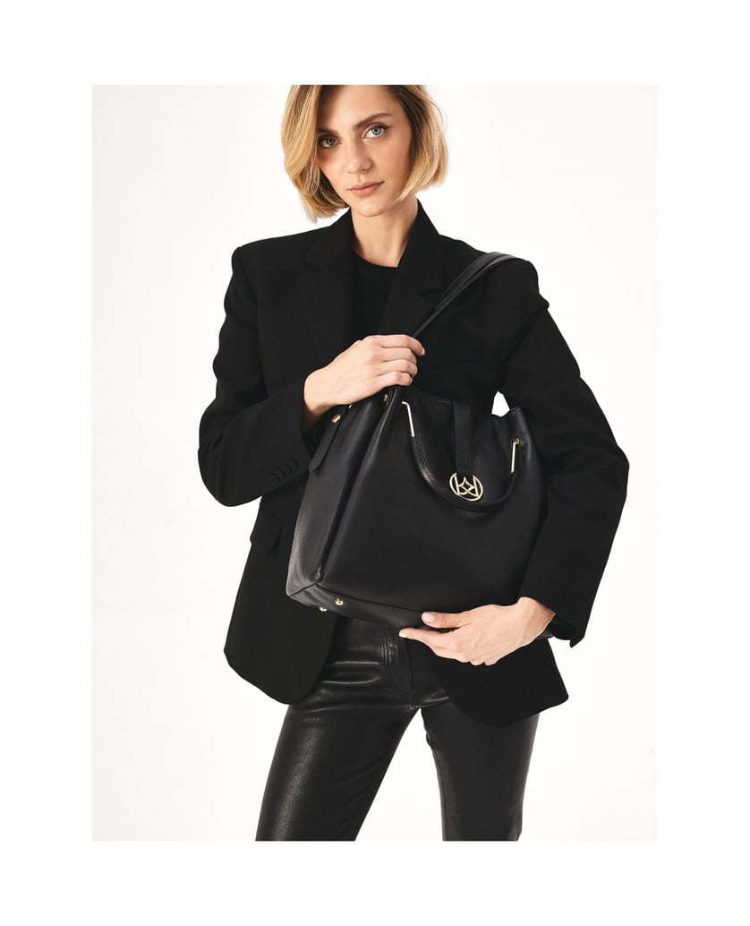 Kazar-Schwarze-Umhängetasche-und-Metallhandgri-schwarz