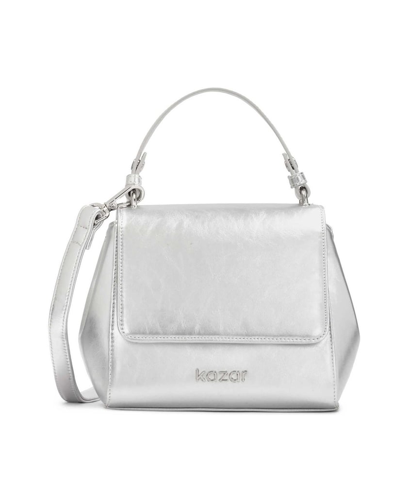 Kazar-Silver-handbag-trunk-with-handle-and-strap-strieborná