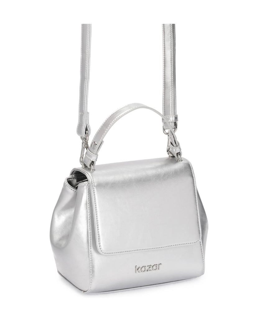Kazar-Silver-handbag-trunk-with-handle-and-strap-strieborná
