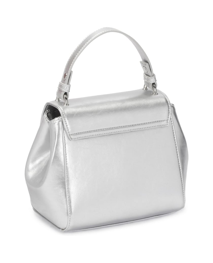 Kazar-Silver-handbag-trunk-with-handle-and-strap-strieborná