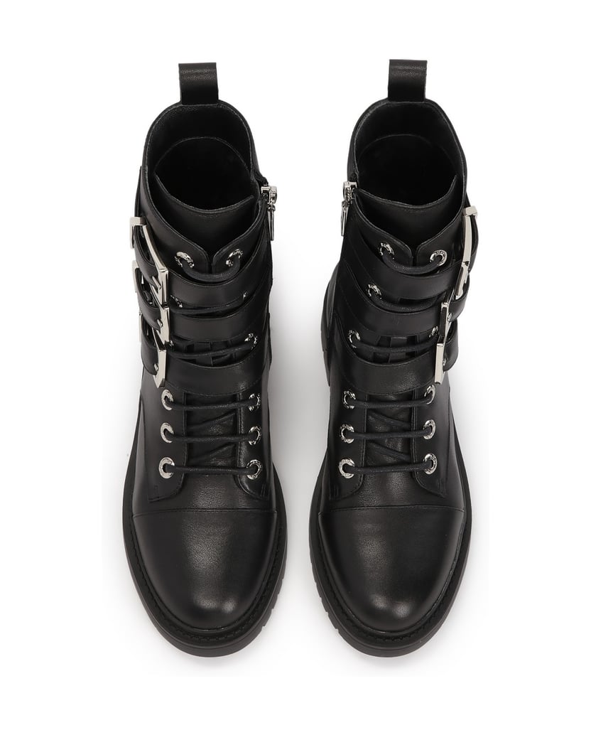 Kazar-Black-boots-decorated-with-three-buckles-černá