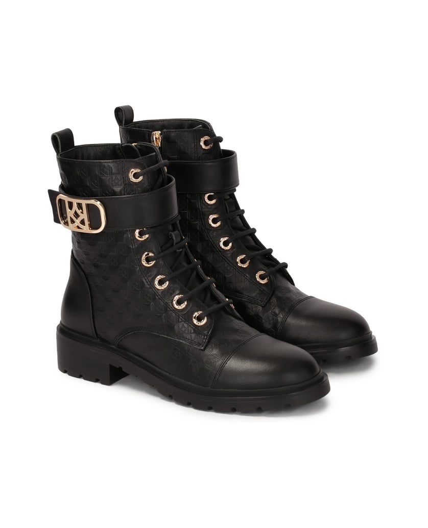 Kazar-Lederstiefel-mit-geprägtem-Muster-schwarz