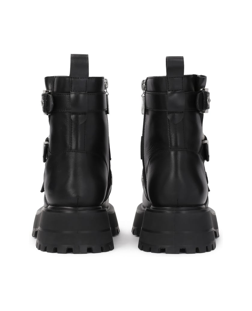 Kazar-Lederstiefel-mit-Metallschnallen-schwarz