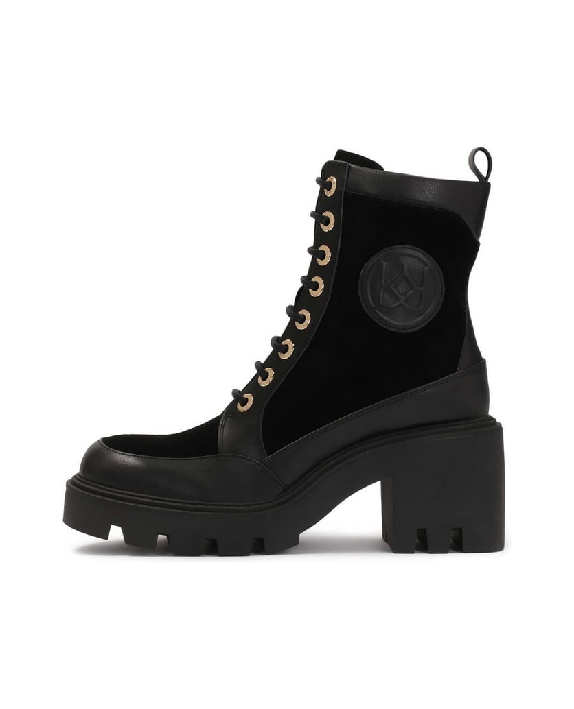 Kazar-Black-heeled-boots-with-trep-sole-čierna