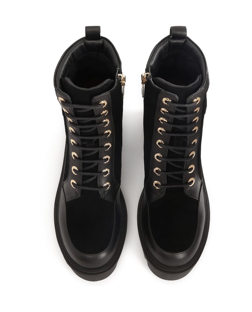 Kazar-Black-heeled-boots-with-trep-sole-čierna