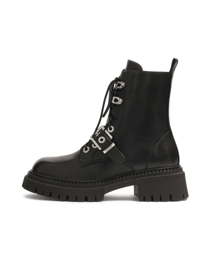 Kazar-Lederstiefel-mit-dicker-Sohle-schwarz