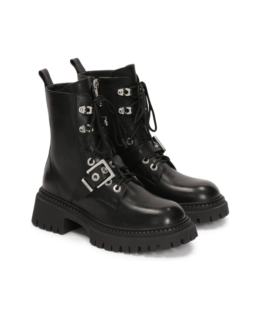 Kazar-Lederstiefel-mit-dicker-Sohle-schwarz