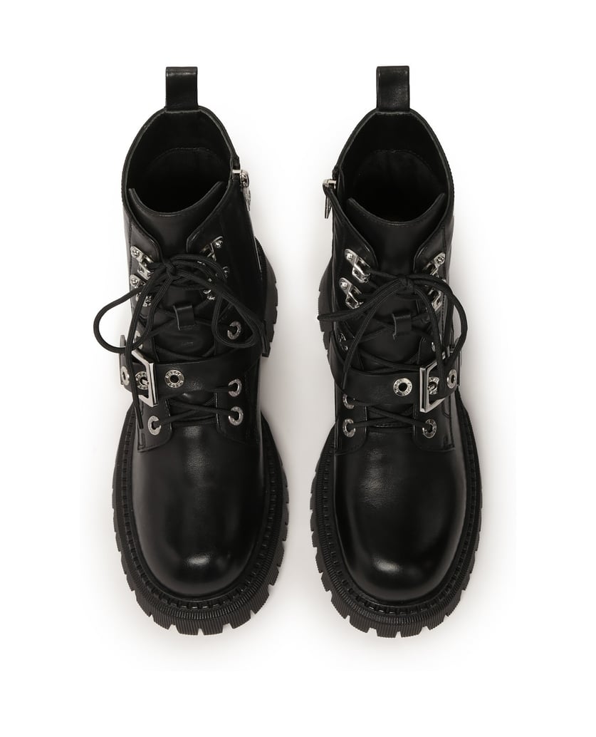 Kazar-Lederstiefel-mit-dicker-Sohle-schwarz