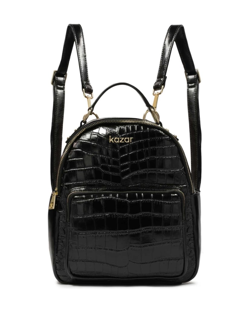 Kazar-Schwarzer-Rucksack-mit-geprägten-Mustere