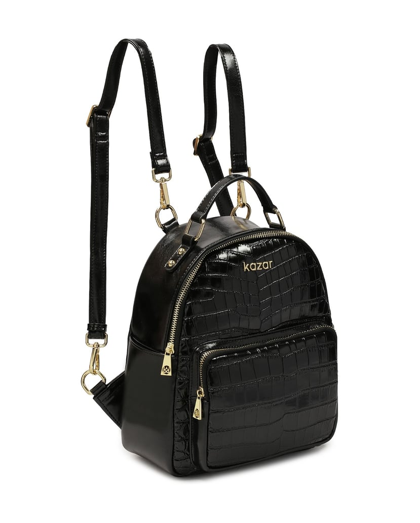 Kazar-Schwarzer-Rucksack-mit-geprägten-Mustere