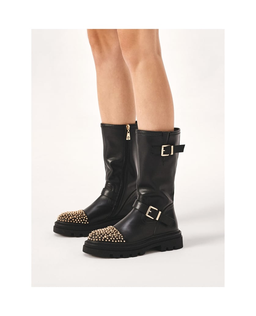 Kazar-Stiefel-mit-dicker-Sohle,-verziert-mit-S-schwarz