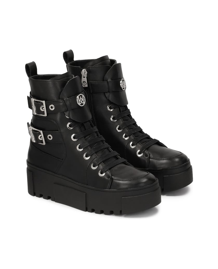 Kazar-Plateaustiefel-aus-Leder-im-Rock-Stil-schwarz