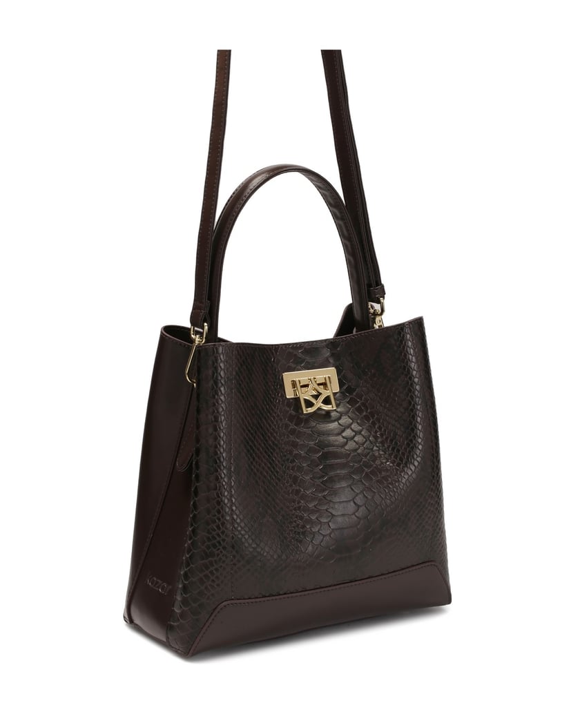 Kazar-Brown-handbag-with-snake-pattern-tmavá-hnedá