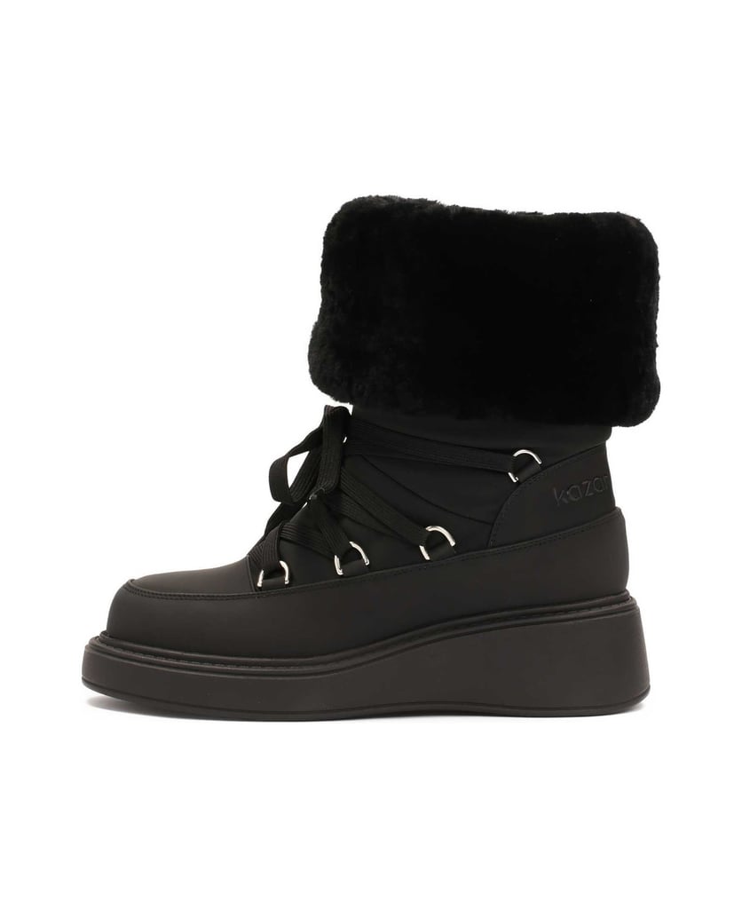 Kazar-Black-snow-boots-with-sheep's-wool-čierna