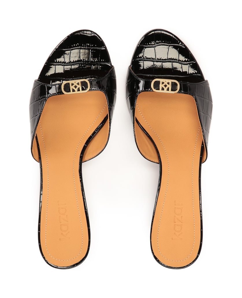 Kazar-Schwarze-Pantoletten-mit-Absatz-aus-gepr-schwarz