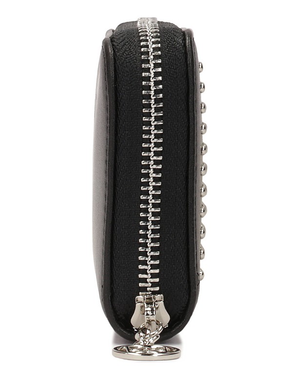 Kazar-Compact-zip-wallet-decorated-with-rivets-černá