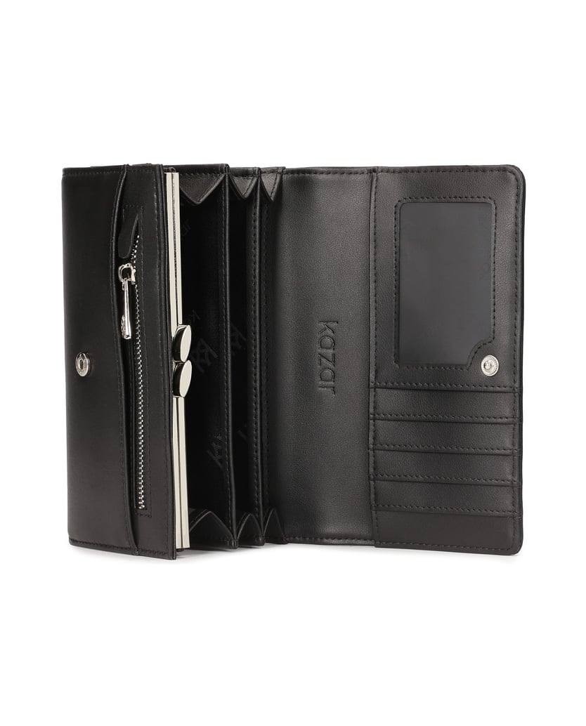 Kazar-Medium-sized-black-wallet-with-rivets-on-the-front-čierna