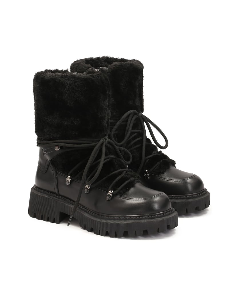 Kazar-Schwarze-Stiefel-mit-Fellbesatz-schwarz